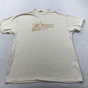 VTG ONEITA POWER-T Mens 2XL Cream Perry New York Lighthouse Anchor T-Shirt